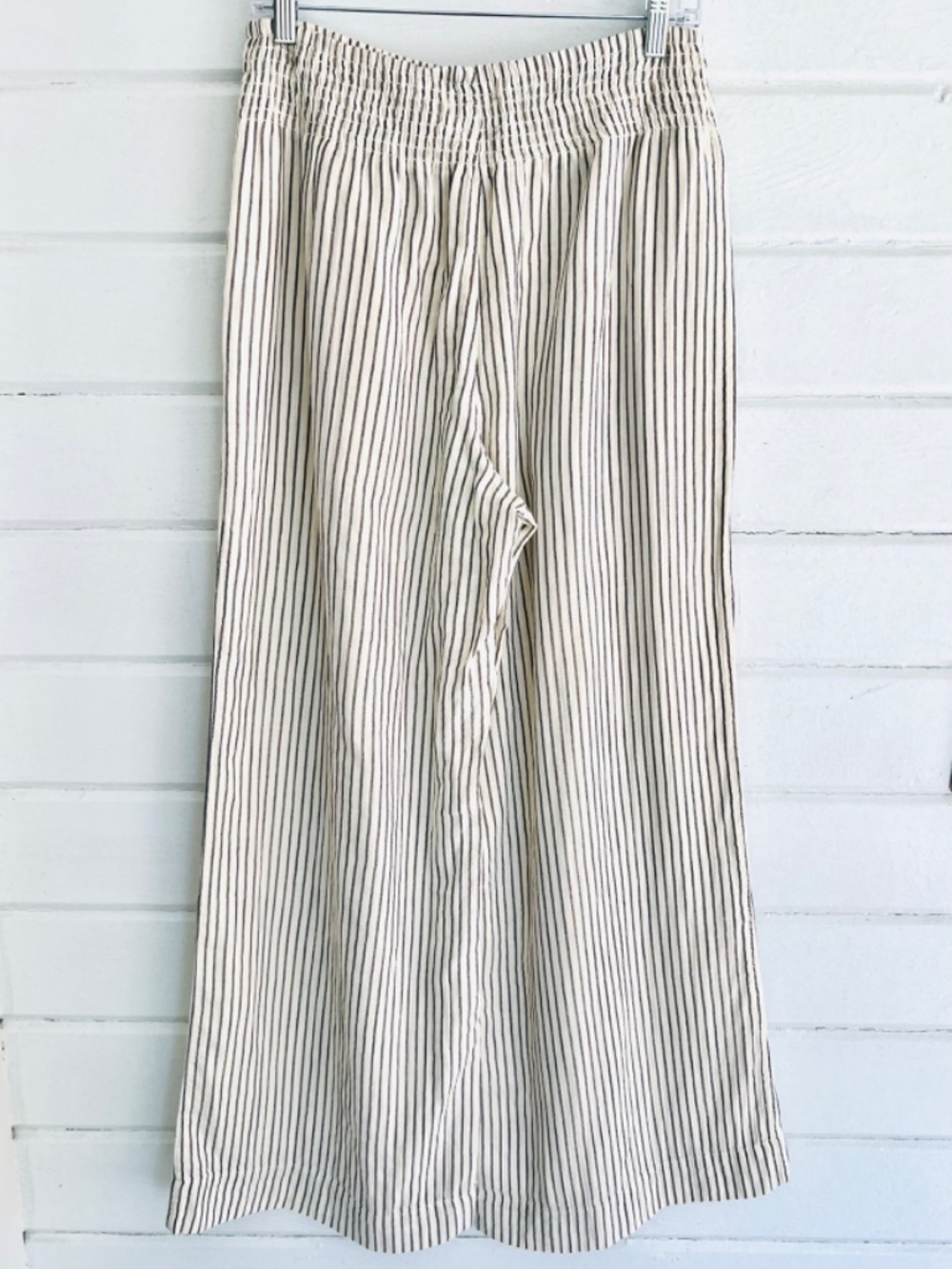 MARINE LAYER Pacifica Stretch Cotton Blend Wide Leg Pants - Charcoal Stripe - M - Picture 4 of 9